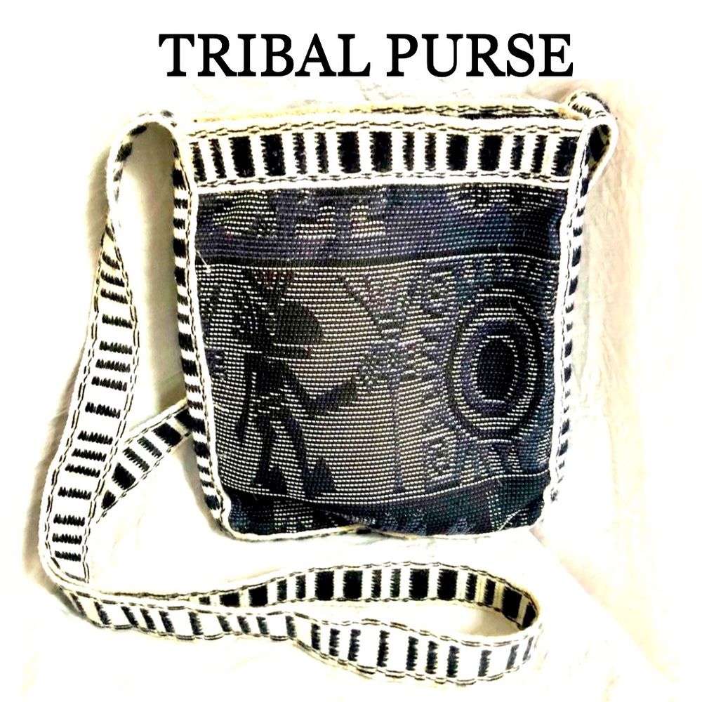 TRIBAL PURSE mini crossbody handmade Woven Wool bag size 5x7  pre owned